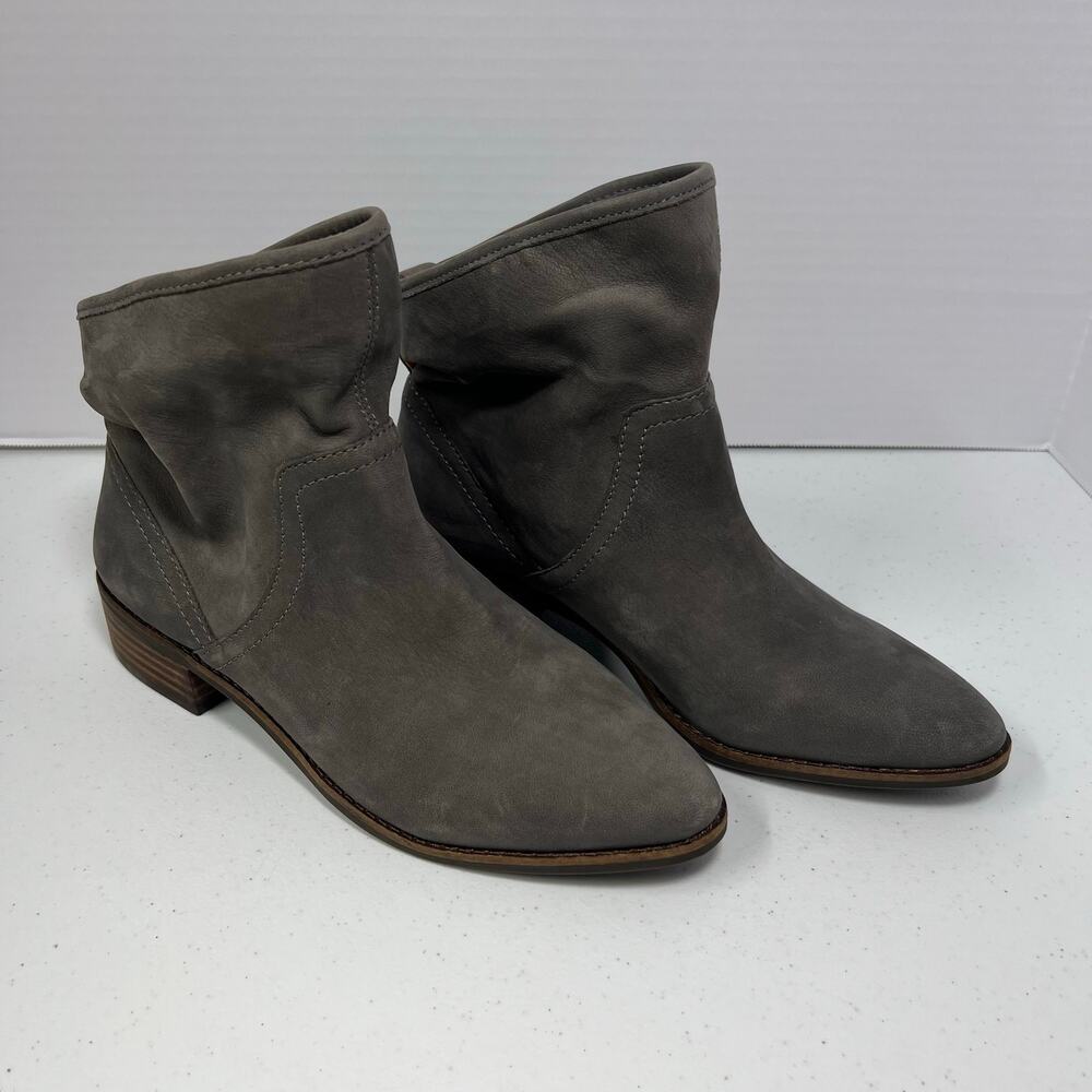Lucky Brand Lollin Gunmetal Leather Ankle Boots Women’s 7M Slouch Booties NWOB